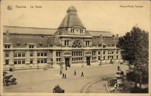 Ak Tournai Wallonien Hennegau, Bahnhof