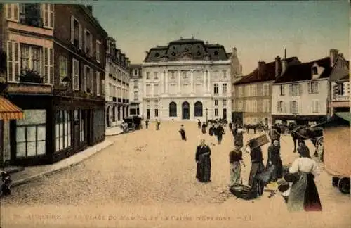 Ak Auxerre Yonne, Marktplatz, Caisse d'Epargne