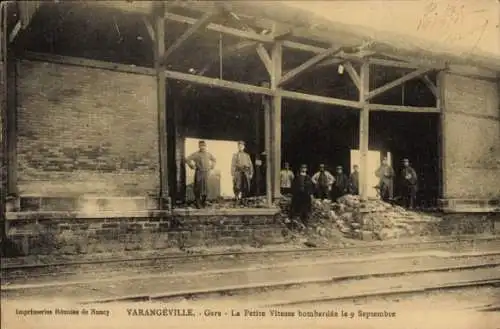 Ak Varangeville Meurthe et Moselle, Bahnhof, La Petite Vitesse bombardee le 9 Septembre