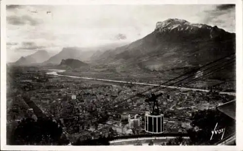 Ak Grenoble Isère, Panorama, La Teleferique de la Bastille, Valee du Drac