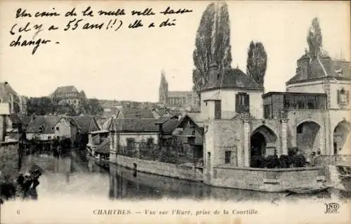 Ak Chartres Eure et Loir, Vue sur l'Eure, prise de la Courtille