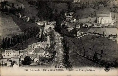 Ak Gavarnie Hautes Pyrénées, Fliegeraufnahme, Route de Luz