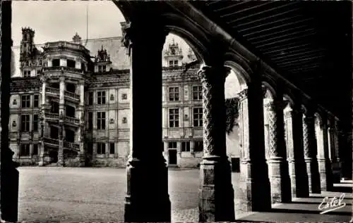 Ak Blois Loir et Cher, Schloss, L'Escalier Francois 1er, Colonnade Louis XII