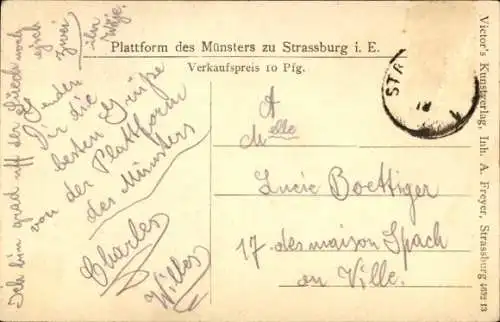 Ak Straßburg Elsass Bas Rhin, Plattform des Münsters