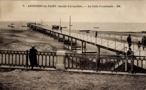 Ak Andernos les Bains Gironde, Bassin d'Arcachon, Seebrücke