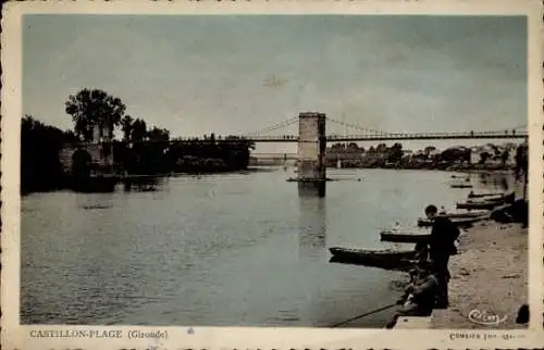 Ak Castillon-Plage Gironde, Brücke