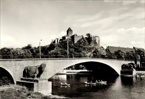 Ak Giebichenstein Halle an der Saale, Burg, Brücke, Ruderboote