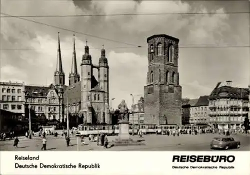 Ak Halle an der Saale, Marktplatz, Straßenbahnen