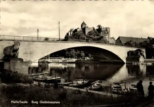 Ak Giebichenstein Halle an der Saale, Burg, Brücke, Boote