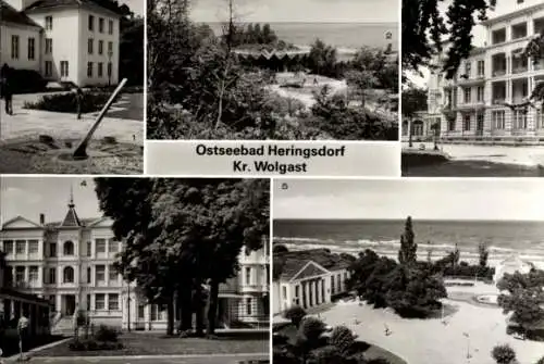 Ak Ostseebad Heringsdorf auf Usedom, Kurpromenade, Ausstellungspavillon, FDGB-Erholungsheime