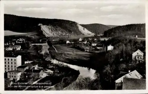 Ak Wünschendorf an der Elster, Das Elstertal, Panorama