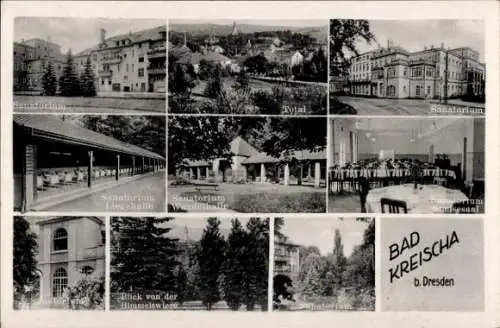 Ak Kreischa bei Dresden, Sanatorium, Liegehalle, Speisesaal, Wandelhalle