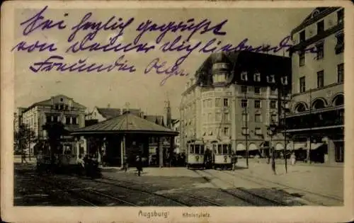 Ak Augsburg in Schwaben, Königsplatz, Straßenbahnen