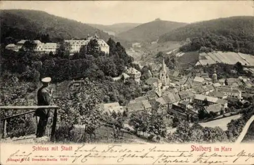 Ak Stolberg Südharz, Blick über den Ort, Panorama, Schloss