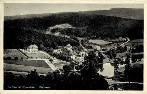 Ak Neumühle Greiz an der Elster, Totale, Cafe Rohleder, Ort