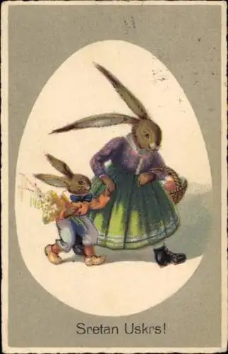 Ak Glückwunsch Ostern, Osterhasen, Ostereier