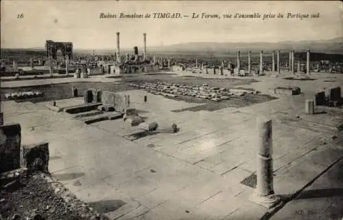 Ak Timgad Algerien, Römische Ruinen, Forum