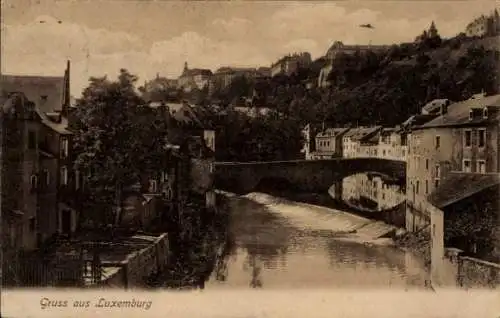 Ak Luxemburg Luxembourg, Teilansicht, Brücke