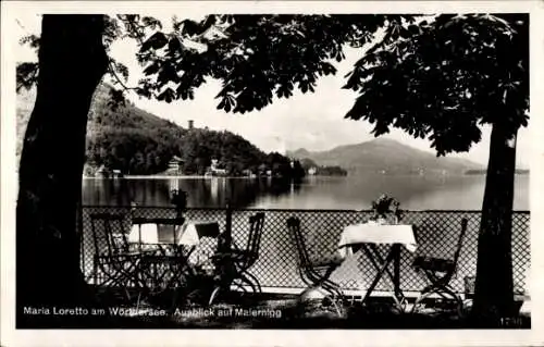 Ak Klagenfurt am Wörthersee Kärnten, Restaurant Maria Loretto, Ausblick auf Maiernigg