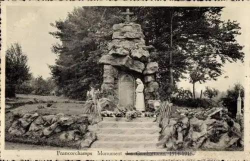 Ak Francorchamps Wallonien Lüttich, Denkmal der Kämpfer 1914-1916