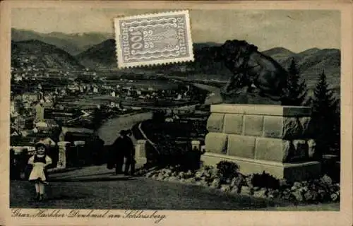 Ak Graz Steiermark, Hackherdenkmal, Hackher-Löwe, Schlossberg