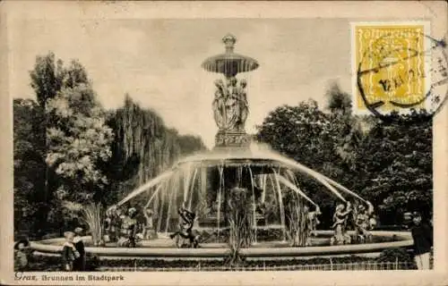 Ak Graz Steiermark, Brunnen im Stadtpark