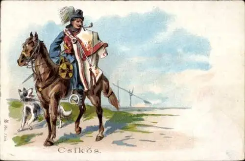 Litho Csikos, Reiter in ungarischer Tracht