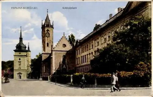 Ak Teplice Šanov Teplitz Schönau Region Aussig, Schlossplatz