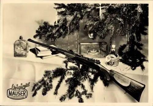 Ak Reklame, Original Mauser Gewehr unterm Weihnachtsbaum, Mauser Werke AG Oberndorf