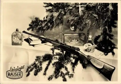 Ak Reklame, Original Mauser Gewehr unterm Weihnachtsbaum, Mauser Werke AG Oberndorf