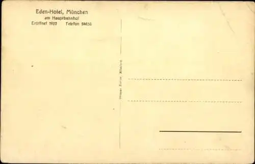 Ak München, Eden Hotel am Hauptbahnhof