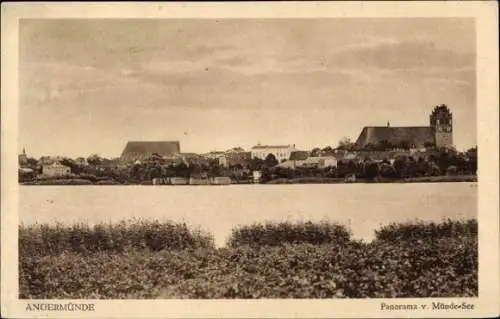 Ak Angermünde in der Uckermark, Panorama v. Münde-See