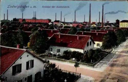 Ak Ludwigshafen am Rhein Rheinland Pfalz, Kolonie der Anilinfabrik, Fabrikgelände