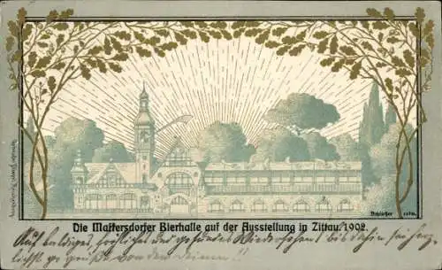 Künstler Litho Schlicker, Zittau in der Oberlausitz, Maffersdorfer Bierhalle, Ausstellung 1902