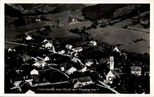 Ak Grünenbach im Allgäu Schwaben, Fliegeraufnahme