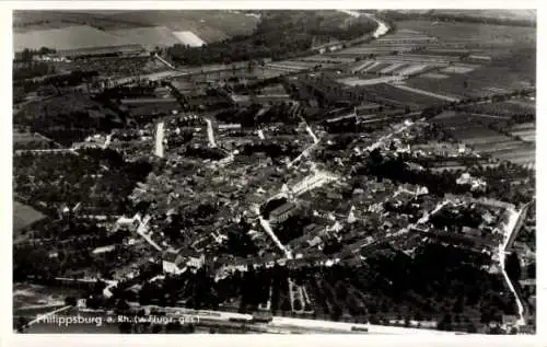 Ak Philippsburg in Baden, Fliegeraufnahme