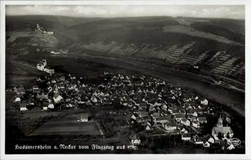 Ak Hassmersheim Haßmersheim am Neckar, Totalansicht, Fliegeraufnahme