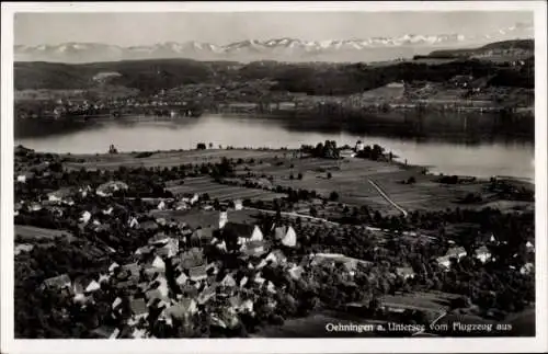 Ak Öhningen in Baden Württemberg, Fliegeraufnahme, Ortschaft mit Landschaftsblick