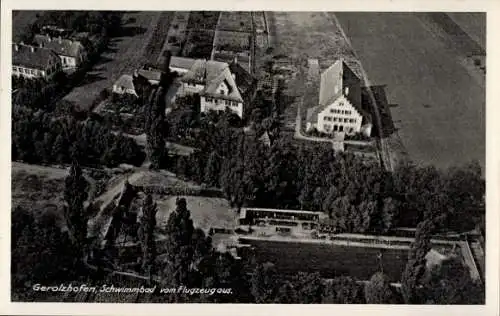 Ak Gerolzhofen in Unterfranken, Fliegeraufnahme, Schwimmbad