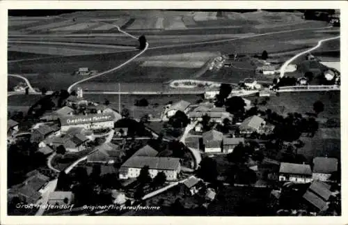 Ak Groß Helfendorf Aying in Oberbayern, Fliegeraufnahme, Gasthaus Georg Fellner