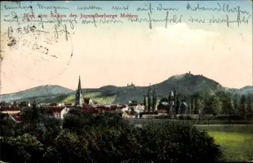 Ak Mehlem Bad Godesberg Bonn am Rhein, Panorama vom Balkon der Jugendherberge