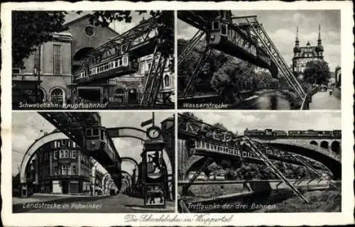 Ak Wuppertal, Schwebebahn Hauptbahnhof, Landstrecke Vohwinkel, Wasserstrecke