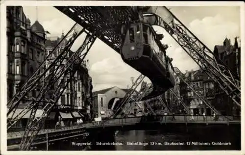 Ak Wuppertal in Nordrhein Westfalen, Blick auf die Schwebebahn