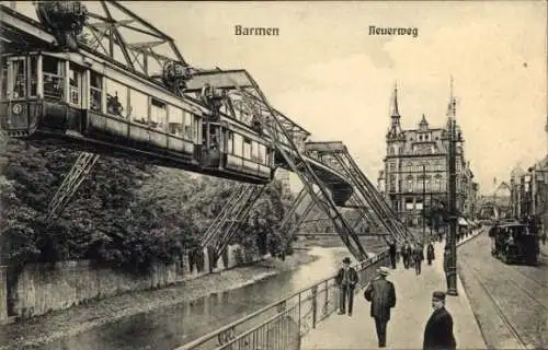 Ak Barmen Wuppertal, Schwebebahn, Neuerweg