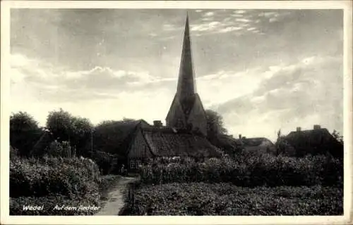 Ak Wedel an der Elbe, Auf dem Redder, Teilansicht, Kirche