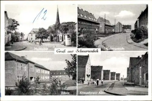 Ak Schwarzenbek in Lauenburg, Marktplatz, Kolbergstraße, Schule, Königsberger Allee