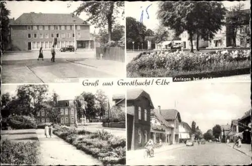 Ak Geesthacht an der Elbe, Postamt, Stadtpark, Anlagen bei der Lauenburger Straße