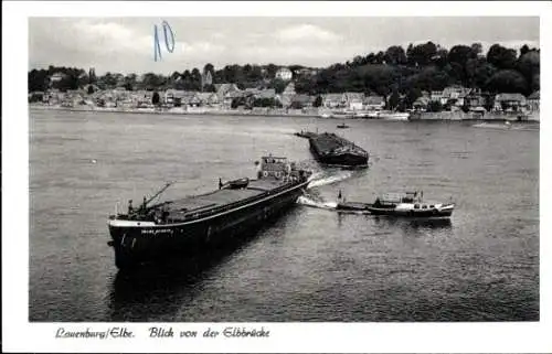 Ak Lauenburg an der Elbe, Blick von der Elbbrücke,  Schiff Julius Heinrich