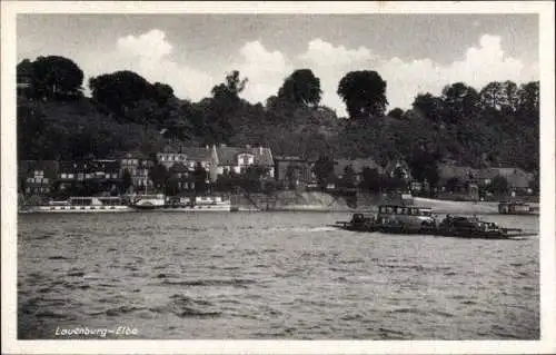 Ak Lauenburg an der Elbe, Blick auf die Elbe, Schiff