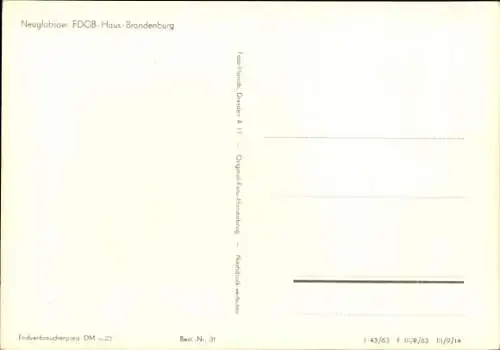 Ak Neuglobsow Stechlin Brandenburg, FDGB Haus Brandenburg